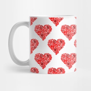 Red Floral Hearts Pattern Mug